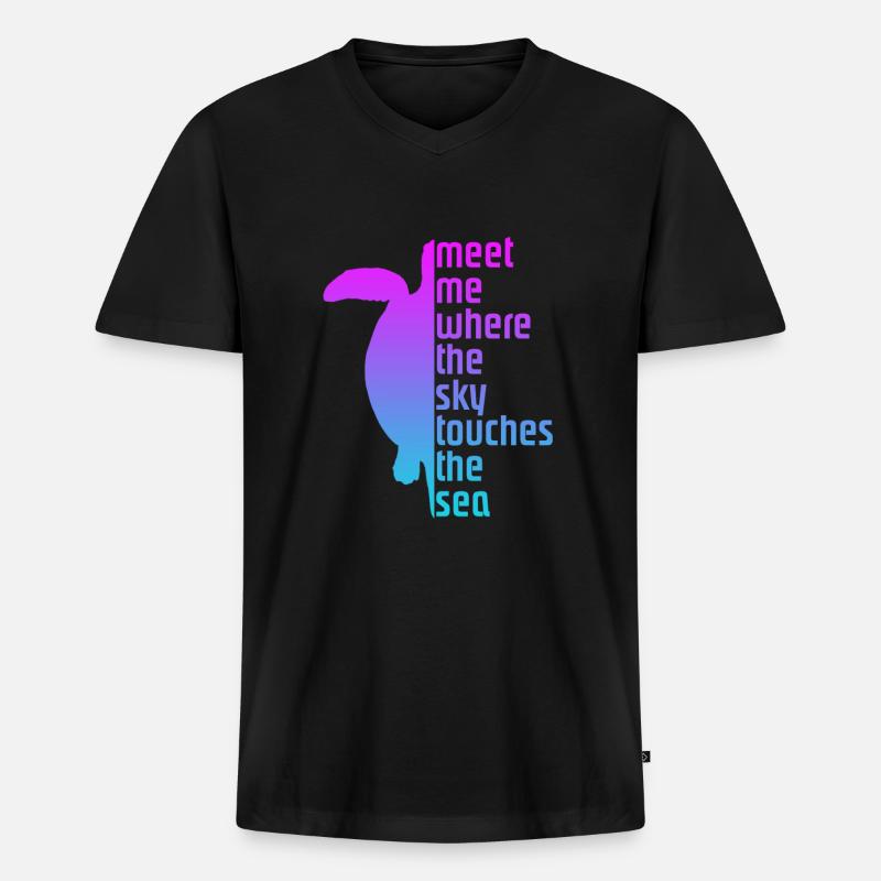 Turtle Schildkröte - Männer Premium Bio T-Shirt mit V-Ausschnitt - Schwarz