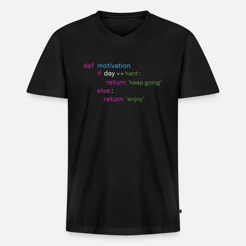 Motivierendes Coding Design - Männer Premium Bio T-Shirt mit V-Ausschnitt - Schwarz