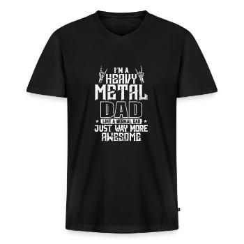 I'm a Heavy Metal Dad awesome Musik Band - Männer Premium Bio T-Shirt mit V-Ausschnitt - Schwarz - Vorne - Nico (187cm)