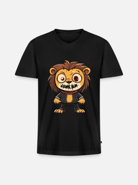 Lion Halloween Funny Zombie - Men's Premium Organic T-shirt with V-neck - black