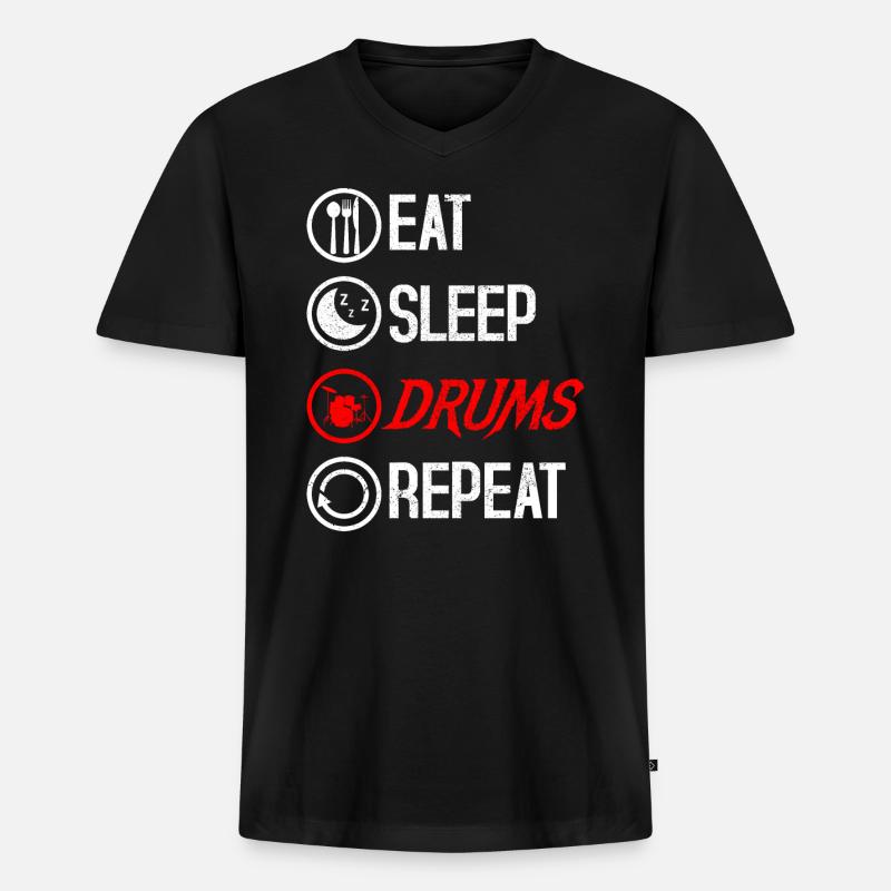 Schlagzeug Drumsticks Instrument - Männer Premium Bio T-Shirt mit V-Ausschnitt - Schwarz