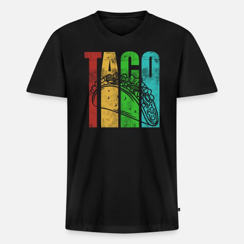Taco - Männer Premium Bio T-Shirt mit V-Ausschnitt - Schwarz