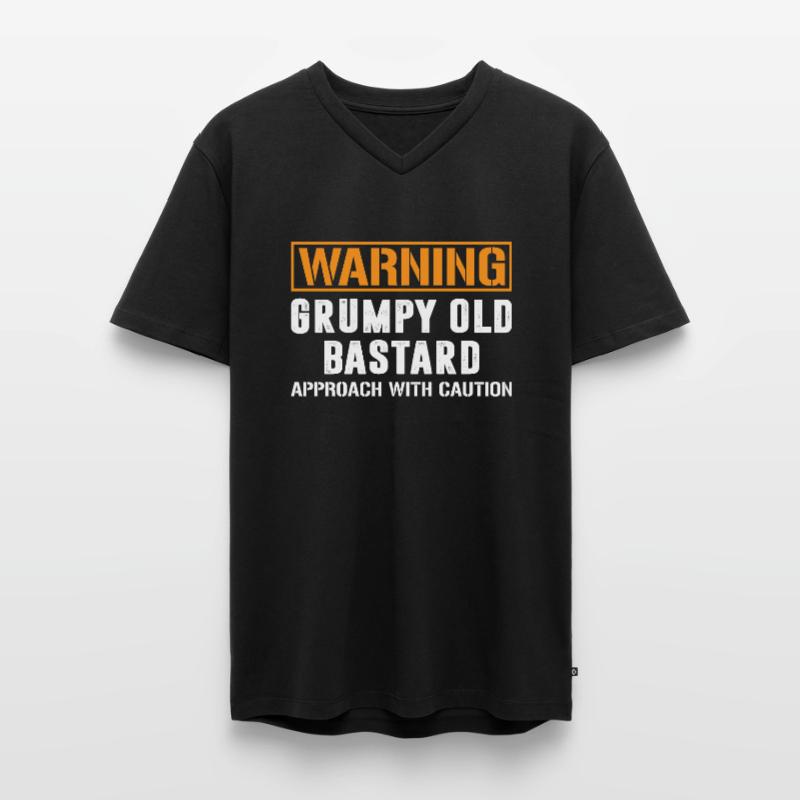 Advarsel Grumpy Old Bastard T-shirt Grumpy Bastard Premium økologisk T-shirt med V-hals til mænd