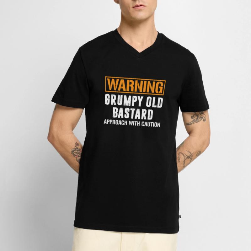 Advarsel Grumpy Old Bastard T-shirt Grumpy Bastard Premium økologisk T-shirt med V-hals til mænd