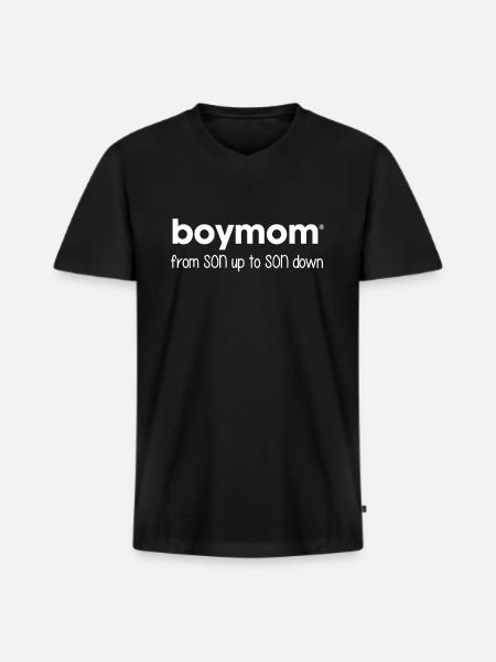 Boy Mom van zoon tot zoon naar beneden T-Shirt - Mannen Premium Bio T-shirt met V-hals - zwart