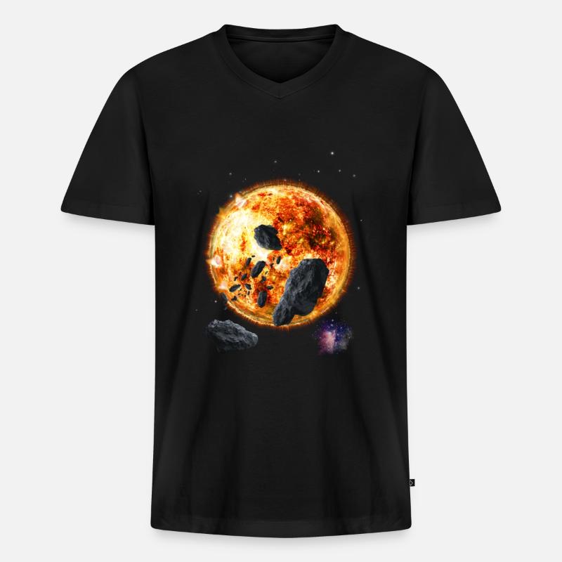 Sonne - Männer Premium Bio T-Shirt mit V-Ausschnitt - Schwarz