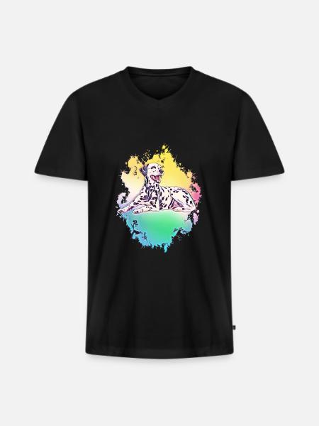 Dalmatiner - Männer Premium Bio T-Shirt mit V-Ausschnitt - Schwarz