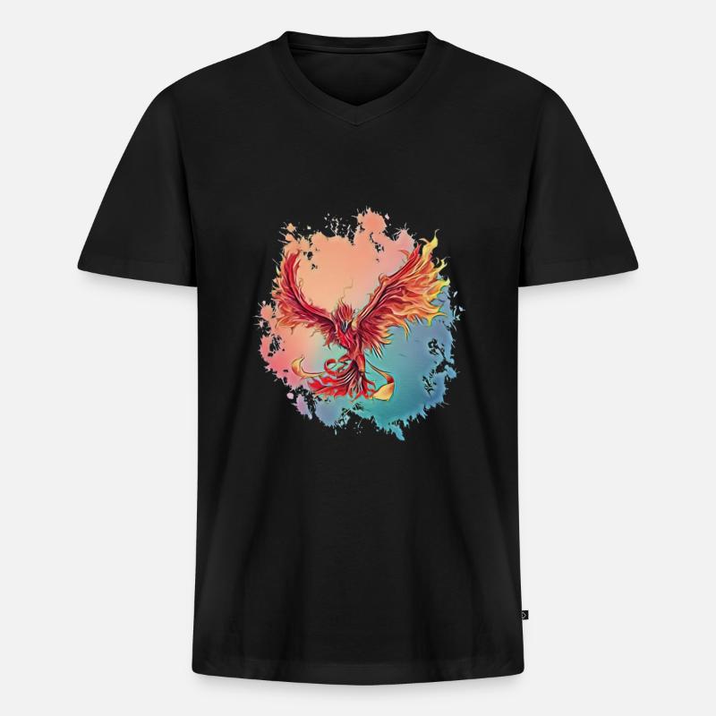 Phönix - Männer Premium Bio T-Shirt mit V-Ausschnitt - Schwarz