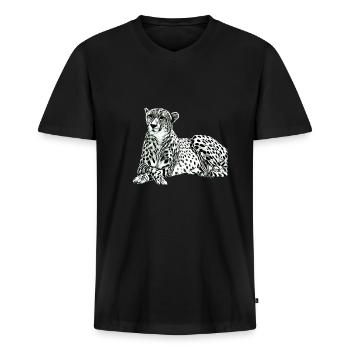 Gepard - Männer Premium Bio T-Shirt mit V-Ausschnitt - Schwarz - Vorne - Nico (187cm)