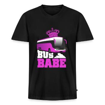Ladies Bus Babe Bus Ride Lienienbus Chauffeur de bus - T-shirt encolure en V Premium bio Homme - noir - Devant - Nico (187cm)