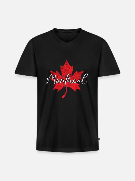 Montreal Canada Red White Cloverleaf - Men's Premium Organic T-shirt with V-neck - black