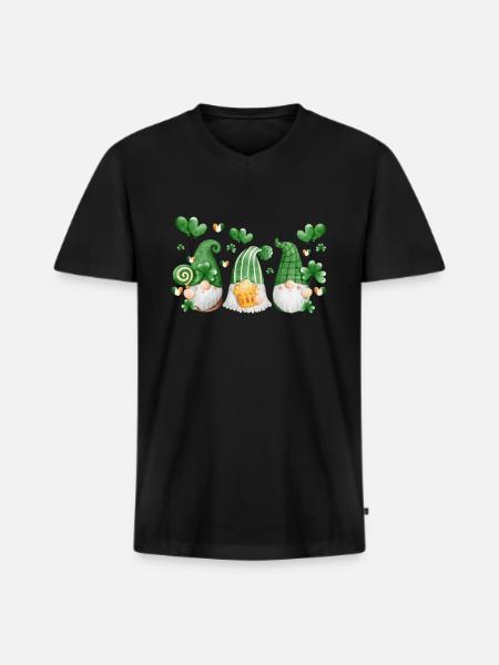 Gnome Irish Lucky Beer Drinking - Men's Premium Organic T-shirt with V-neck - black