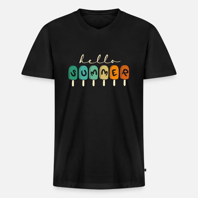 Hello Summer Popsicles - Männer Premium Bio T-Shirt mit V-Ausschnitt - Schwarz
