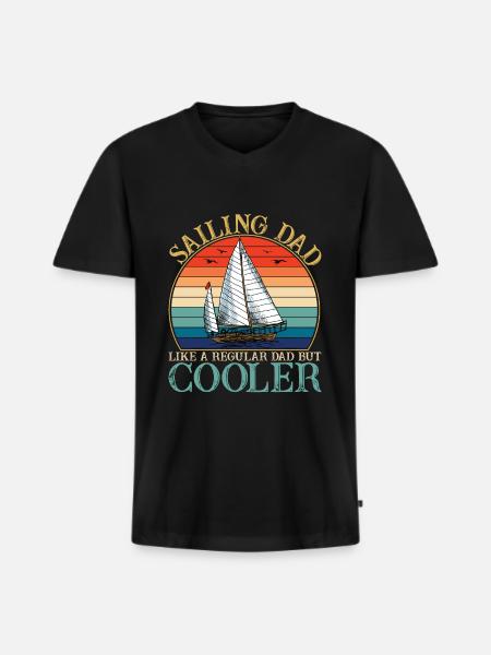 Sailing Dad Retro Sunset - Men's Premium Organic T-shirt with V-neck - black