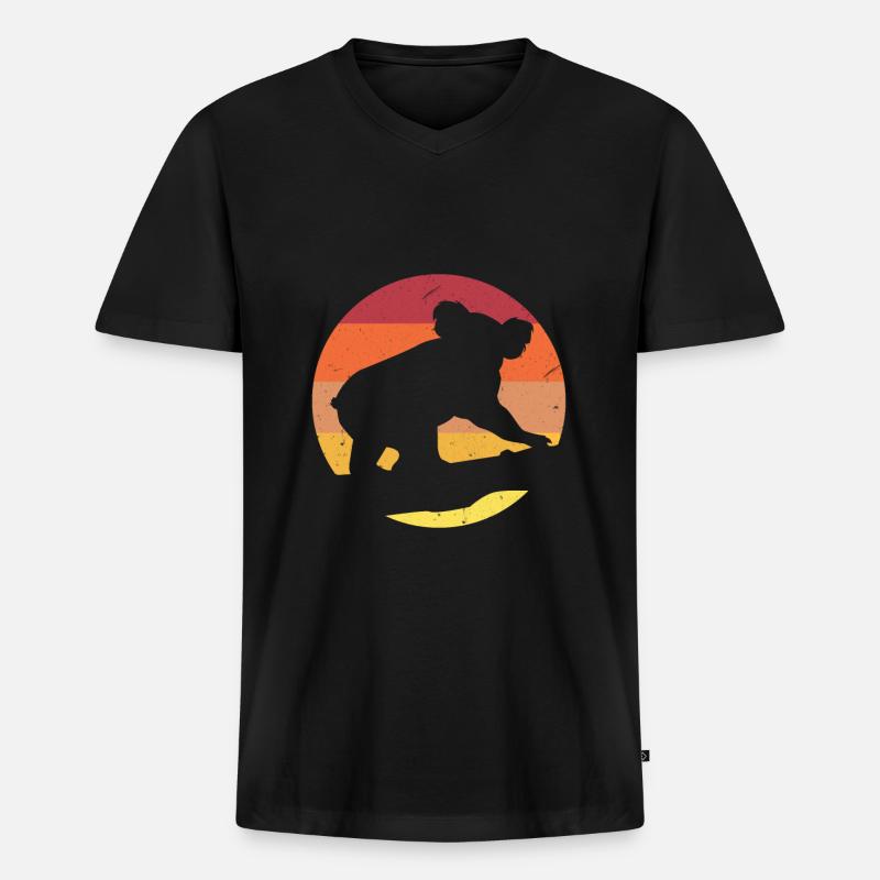 Koala Retro Australien Beuteltier - Männer Premium Bio T-Shirt mit V-Ausschnitt - Schwarz