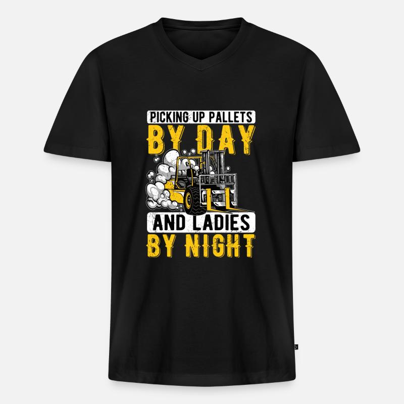 Staplerfahrer Gabelstapler Gabelstaplerfahrer - Männer Premium Bio T-Shirt mit V-Ausschnitt - Schwarz