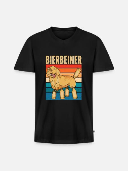 Bierbeiner für Biertrinker Bier - Männer Premium Bio T-Shirt mit V-Ausschnitt - Schwarz