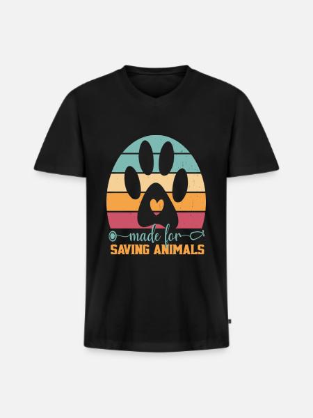 Made For Saving Animals Vet Tech Women And Men - Men's Premium Organic T-shirt with V-neck - black