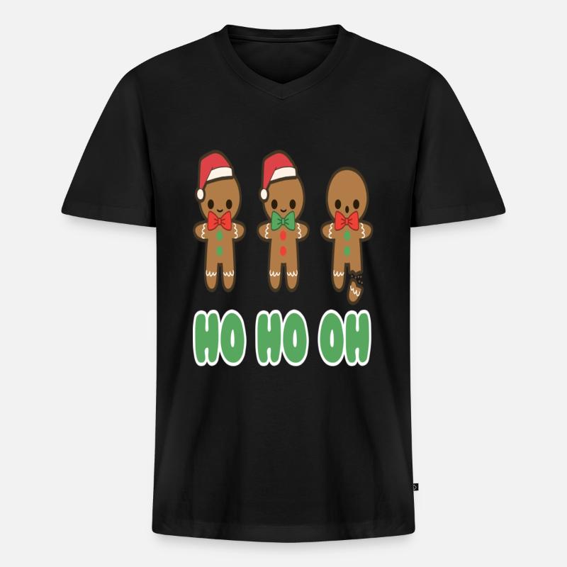 Christmas Gingerbread Man - Männer Premium Bio T-Shirt mit V-Ausschnitt - Schwarz
