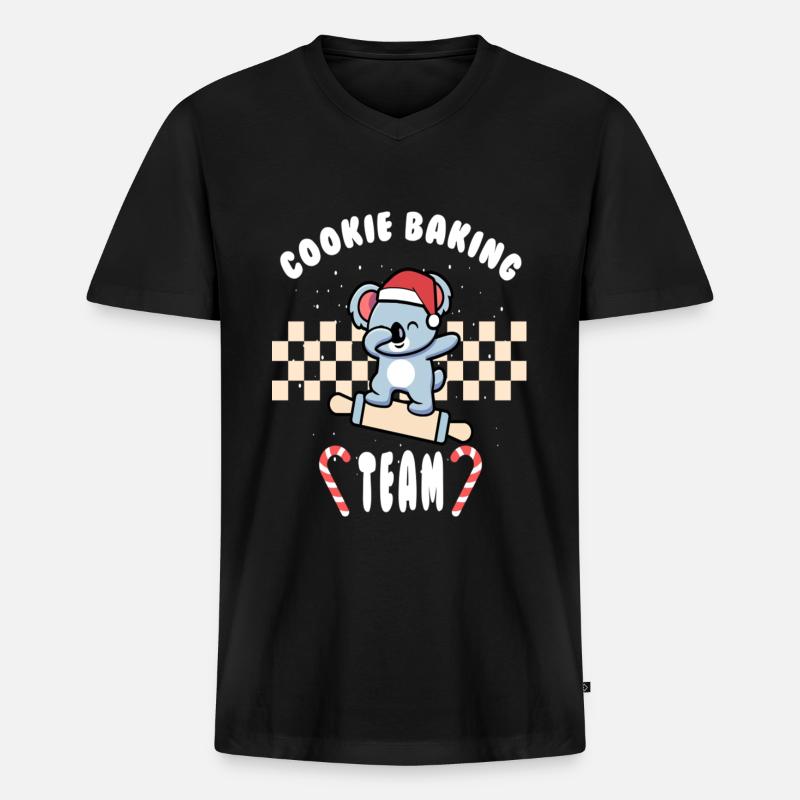 Christmas Cookie Baking Team - Männer Premium Bio T-Shirt mit V-Ausschnitt - Schwarz