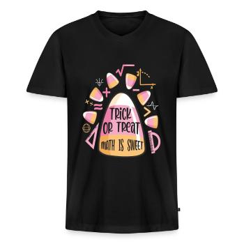 Trick Or Treat Halloween Math Is Sweet Candy Corn - Männer Premium Bio T-Shirt mit V-Ausschnitt - Schwarz - Vorne - Nico (187cm)