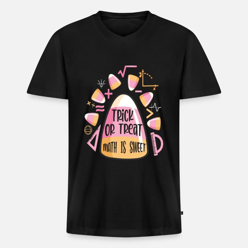 Trick Or Treat Halloween Math Is Sweet Candy Corn - Männer Premium Bio T-Shirt mit V-Ausschnitt - Schwarz