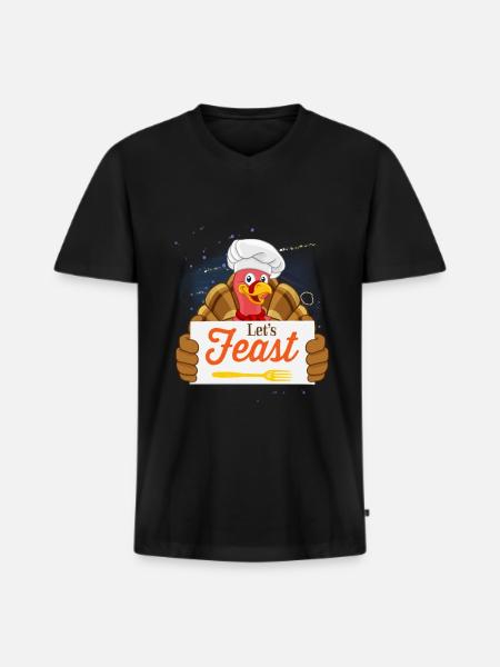 Turkey Thanksgiving Turkey Feast - Men's Premium Organic T-shirt with V-neck - black