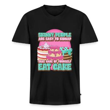 Citation Sweet Tooth Cake Bakery - T-shirt encolure en V Premium bio Homme - noir - Devant - Nico (187cm)