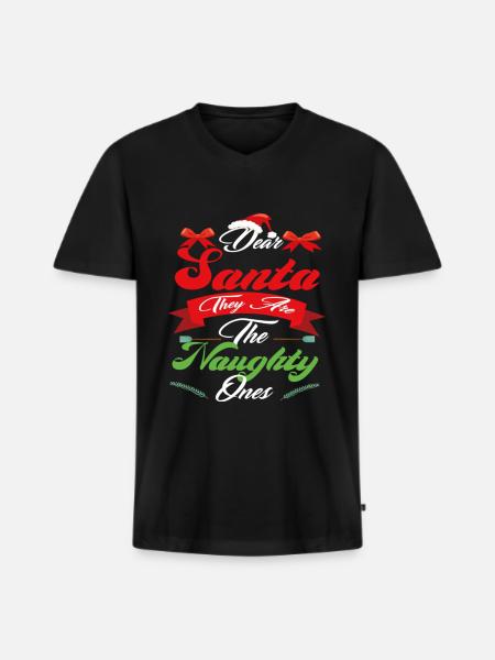 Kære julemand De er de frække jul - Premium økologisk T-shirt med V-hals til mænd - sort