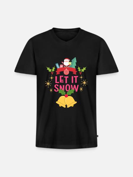 Christmas Let It Snow - Men's Premium Organic T-shirt with V-neck - black