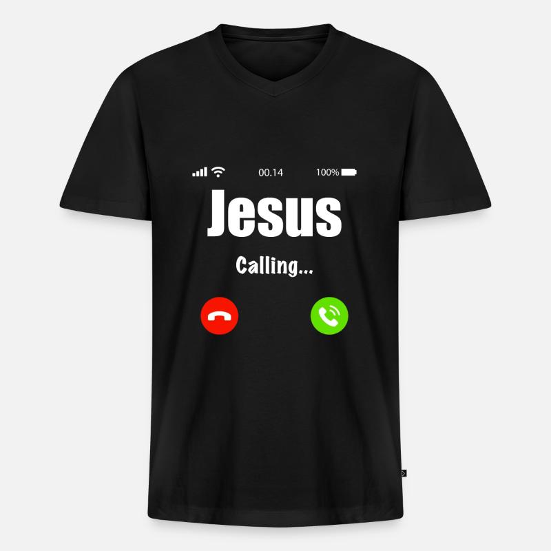Jesus Christus - Männer Premium Bio T-Shirt mit V-Ausschnitt - Schwarz