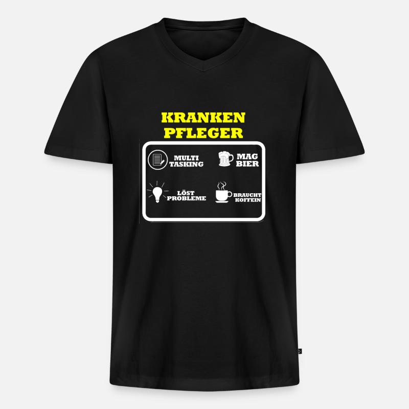 Krankenpfleger - Männer Premium Bio T-Shirt mit V-Ausschnitt - Schwarz