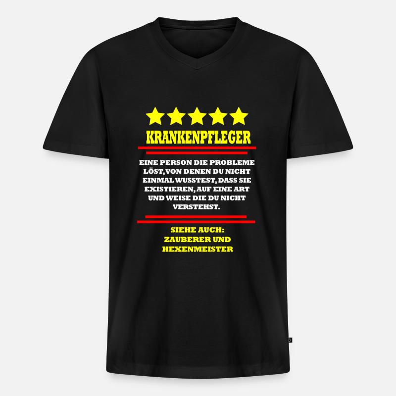 Krankenpfleger - Männer Premium Bio T-Shirt mit V-Ausschnitt - Schwarz