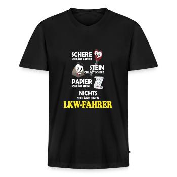 Lkw Fahrer - Männer Premium Bio T-Shirt mit V-Ausschnitt - Schwarz - Vorne - Nico (187cm)