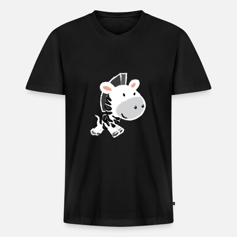 Zebra - Männer Premium Bio T-Shirt mit V-Ausschnitt - Schwarz