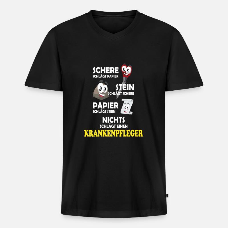 Krankenpfleger - Männer Premium Bio T-Shirt mit V-Ausschnitt - Schwarz