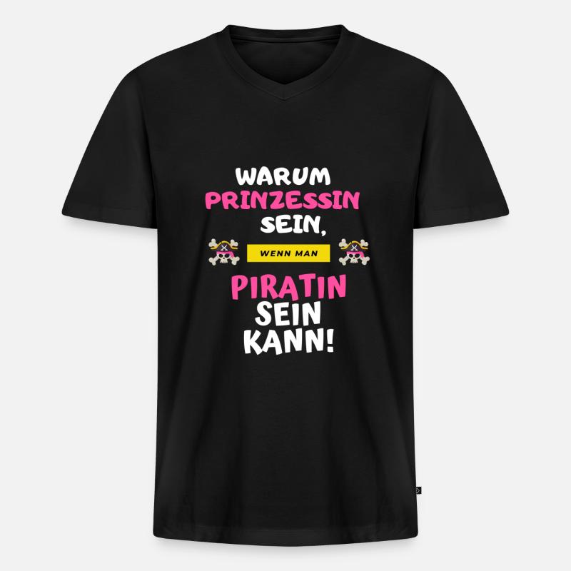 Piratin - Männer Premium Bio T-Shirt mit V-Ausschnitt - Schwarz