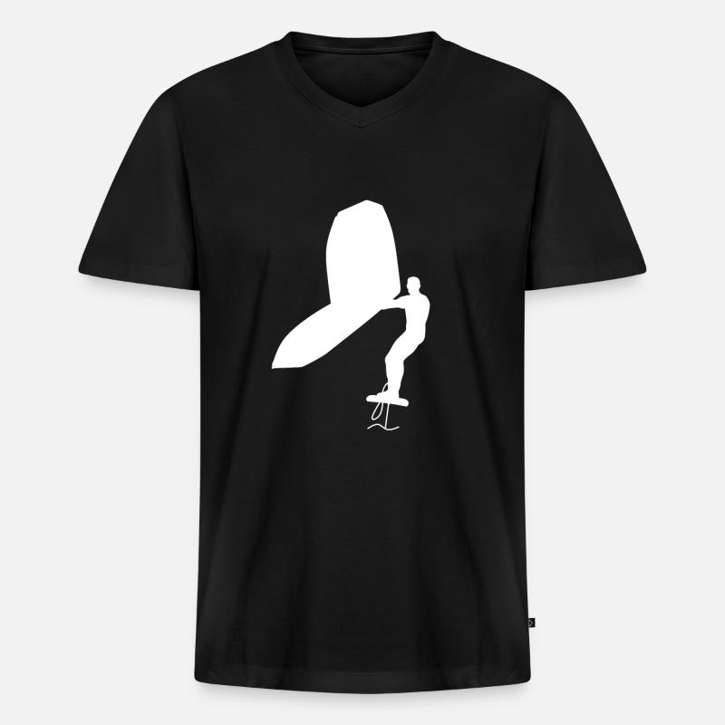 Wingfoiler - Männer Premium Bio T-Shirt mit V-Ausschnitt - Schwarz
