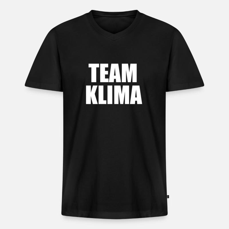 Team Klima - Männer Premium Bio T-Shirt mit V-Ausschnitt - Schwarz