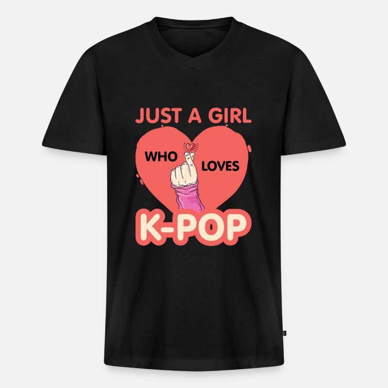 K-Pop - Männer Premium Bio T-Shirt mit V-Ausschnitt - Schwarz