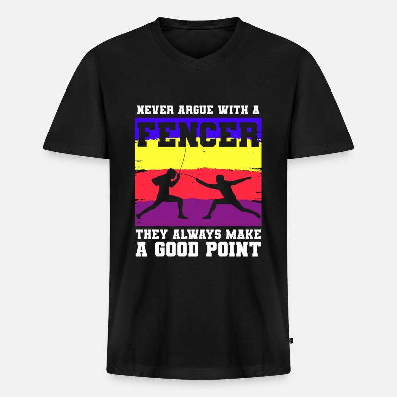 Fechten Fechter Florett - Männer Premium Bio T-Shirt mit V-Ausschnitt - Schwarz