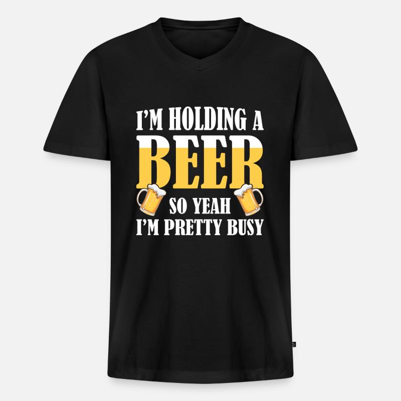 Lustiger Bier Spruch Bier Trinker - Männer Premium Bio T-Shirt mit V-Ausschnitt - Schwarz