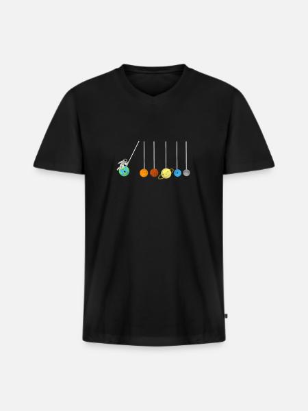 Solar System Lollipop Planet Astronaut - Men's Premium Organic T-shirt with V-neck - black