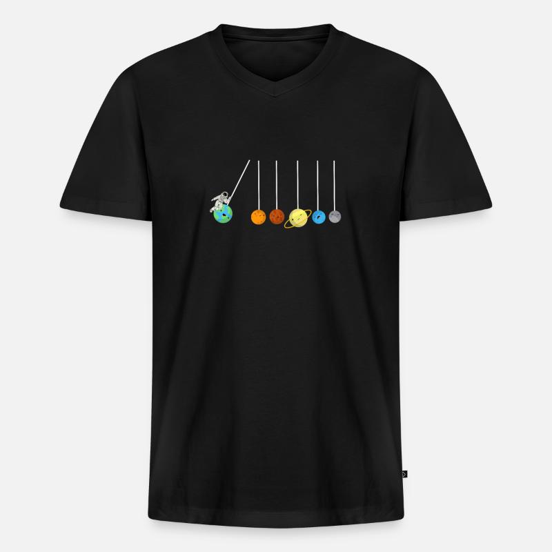 Sonnensystem Lollipop Planet Astronaut - Männer Premium Bio T-Shirt mit V-Ausschnitt - Schwarz