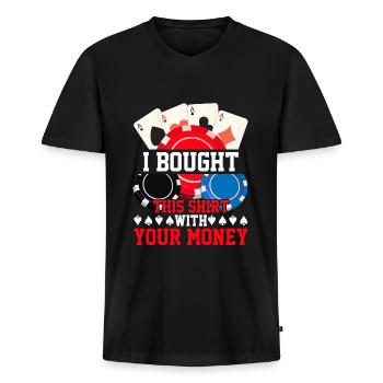 Kartenspiel Kartenspieler Pokern - Männer Premium Bio T-Shirt mit V-Ausschnitt - Schwarz - Vorne - Nico (187cm)