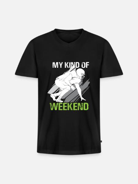 Fodbold Min slags weekendfodboldspiller - Premium økologisk T-shirt med V-hals til mænd - sort