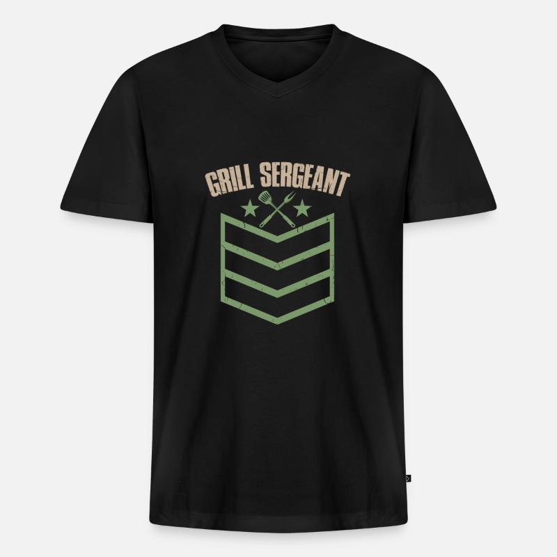 Barbecue Grill Sergeant Grillen Offizier - Männer Premium Bio T-Shirt mit V-Ausschnitt - Schwarz
