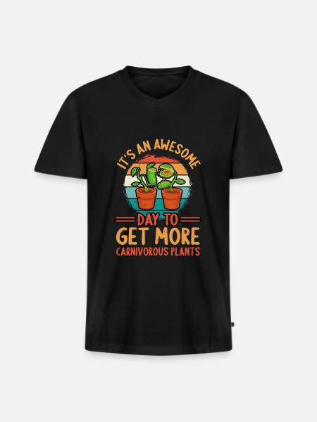 Fantastischer Tag Für Fleischfressende Pflanzen - Männer Premium Bio T-Shirt mit V-Ausschnitt - Schwarz