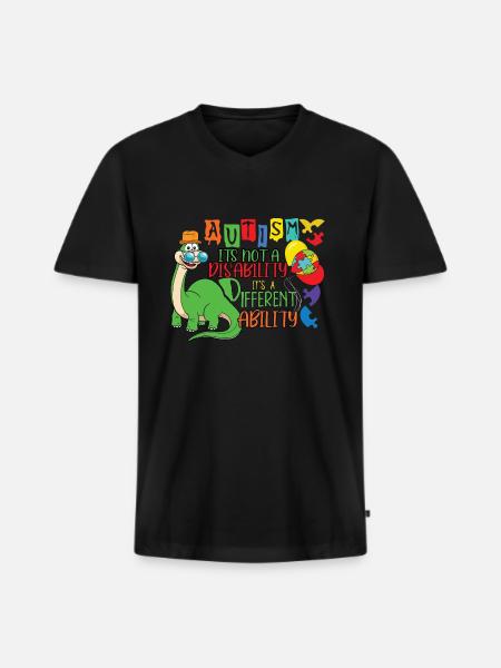Autismus - Männer Premium Bio T-Shirt mit V-Ausschnitt - Schwarz