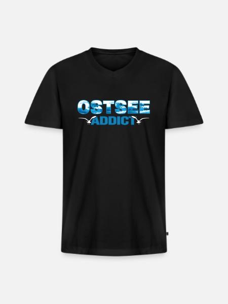 ostsee möwe strandfeeling sommer-vibes rügen - Men's Premium Organic T-shirt with V-neck - black